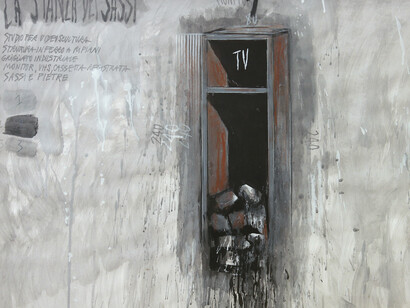 F. Plessi_La stanza dei sassi n. 5_1990_cm 70 x 100