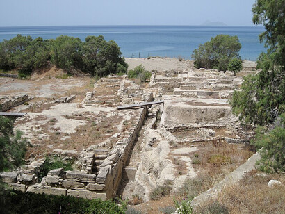 Sitio arqueológico del antiguo asentamiento minoico costero de Komos, Creta, Grecia