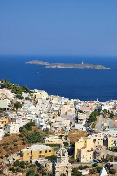 The colorful townscape of Ermoupoli, Syros, reflecting the authentic island experience that sets Syros apart from more commercial Greek destinations