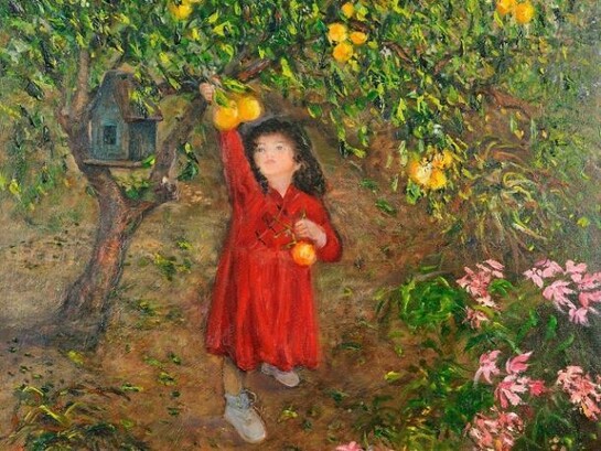 Mina Novian, The Red Dress, Oil on Canvas, 36" x 30"