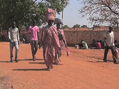 Refugee camp at St. Mary Help of Christians Cathedral in Wau, South Sudan, providing shelter to displaced individuals from the area