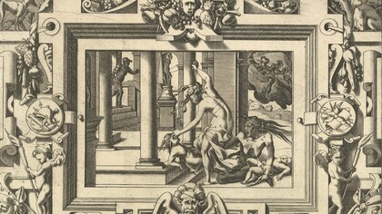 "Medea asesina a sus hijos", grabado, René Boyvin, 1565