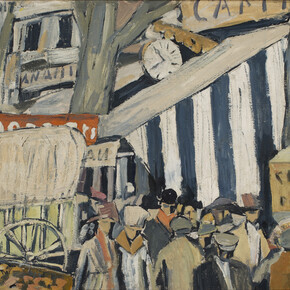 Joaquín Torres-García (Uruguayan. 1874–1949). Entoldado (La Feria) (Canopy [The fair]). 1917. Oil on canvas, 20 1/16 x 28 9/16″ (51 x 72.5 cm). Private collection. © Sucesión Joaquín Torres-García, Montevideo 2015 (detail)