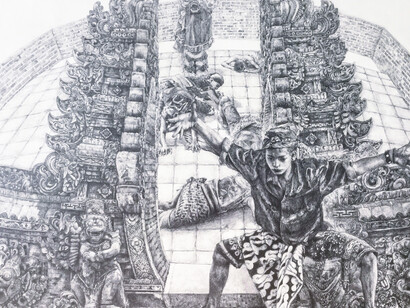 Kumazawa Mikiko, World Martial Arts Tournament, 2018, pencil on gesso, mounted on panel 31.8 x 41 cm, © Kumazawa Mikiko, courtesy of the artist and Mizuma Gallery