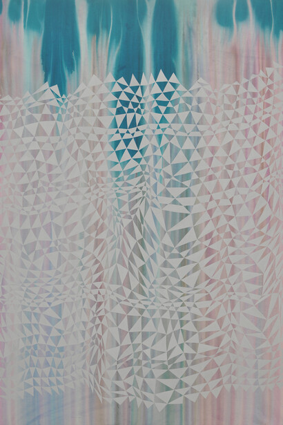 Émilie Satre, Collumns, 2014, Encre acrylique et tempera sur papier, 140 x 200 cm © l’artiste