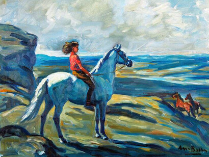 'No hour of life is lost that is spent in the saddle', oil on canvas. 