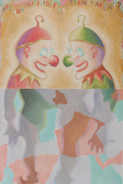 Chema Cobo, Are you invisible or transparent?, 2015, Óleo sobre lienzo, 180 x 110 cm. Courtesy of Miguel Marcos gallery