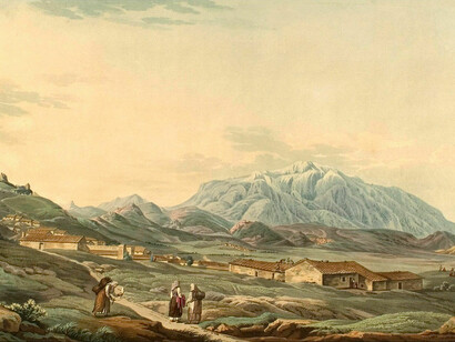Painting of Mount Parnassus from Edward Dodwell's Views in Greece, 1821