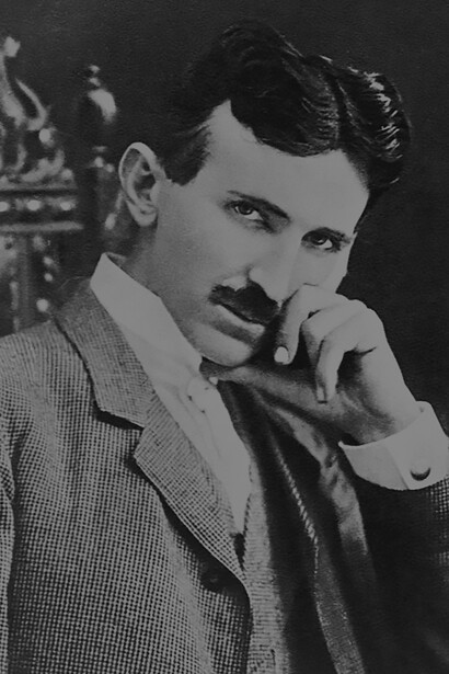 A photograph of Nikola Tesla (1856-1943) at age 40