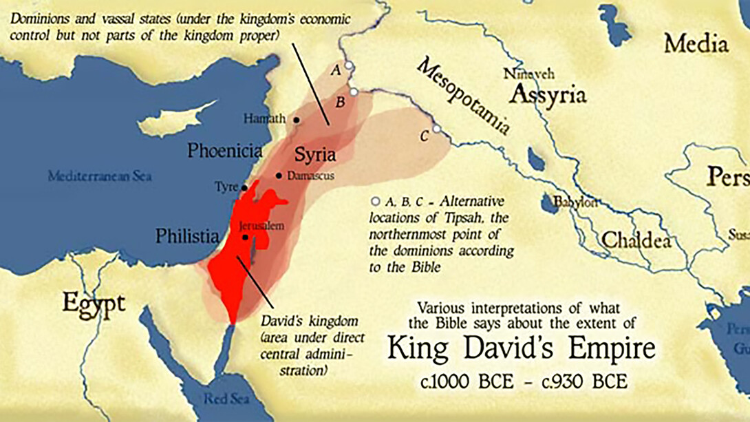 This map representing biblical King David's Kingdom at the time of his death is probably close to a halachic Greater Israel