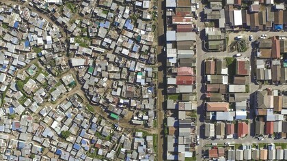 Social inequality bird's eye, Khayelitsha close to Cape Town, South Africa