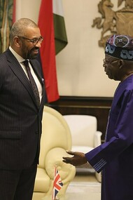 James Cleverly, Segretario di Stato per gli affari interni del Regno Unito
incontra Bola Ahmed Tinubu, Presidente del Nigeria, presso l'Aso Rock Presidential Villa, 02 agosto 2023, Abuja, Nigeria (Simon Dawson)