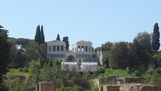 Gli Horti Farnesiani visti dal Foro Romano