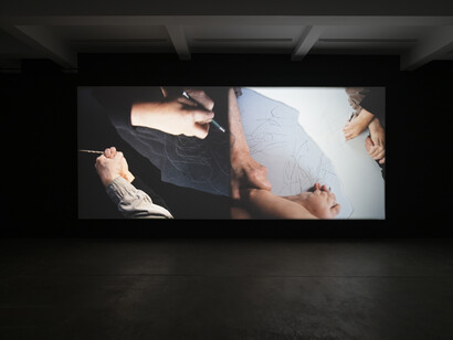 Tacita Dean and Bruce Nauman, exhibition view. Courtesy of both artists; Marian Goodman Gallery, New York/Paris; Frith Street Gallery, London and Konrad Fischer Galerie, Berlin. Photo by Rebecca Fanuele © Tacita Dean © Bruce Nauman / Artists Rights Society (ARS), New York