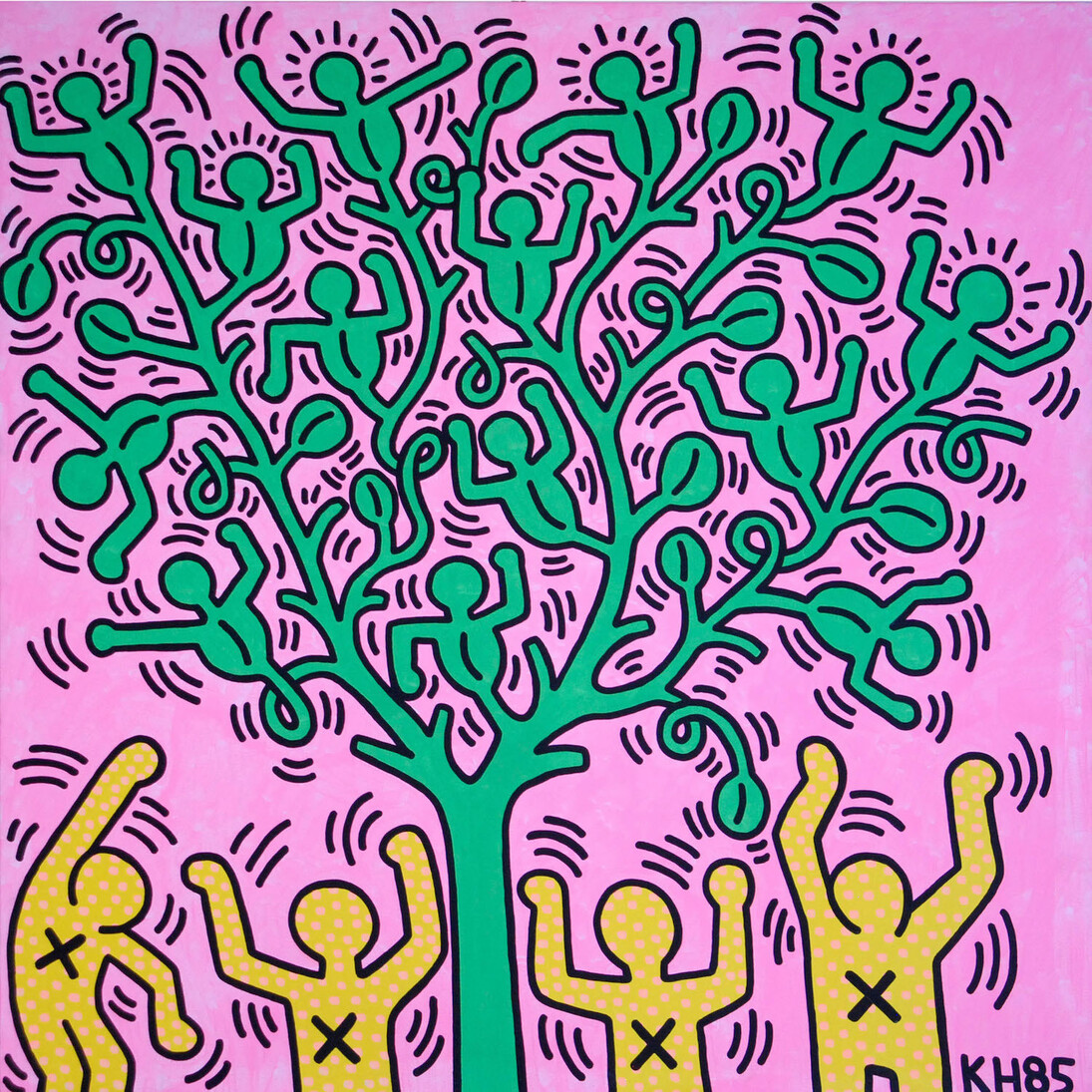 Keith Haring, Tree of Life, 1985, Acrilico su tela 152,5 x 152,5 cm Collezione privata © Keith Haring Foundation