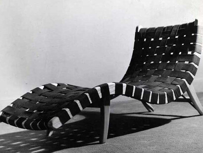 Michael van Beuren (American, worked in Mexico, 1911-2004), Klaus Grabe, and Morley Webb Alacrán chaise, ca. 1940 (Edition, 2012) Primavera wood and palm. Private collection
