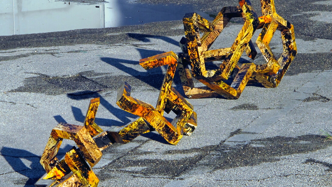 Jorge Enrique, The vessels, installation view, mixed media on wood