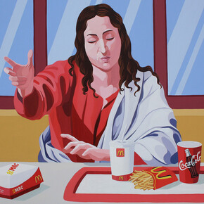 Giuseppe Veneziano, Mc Emmaus, 2010, acrilico su tela, cm 110x140