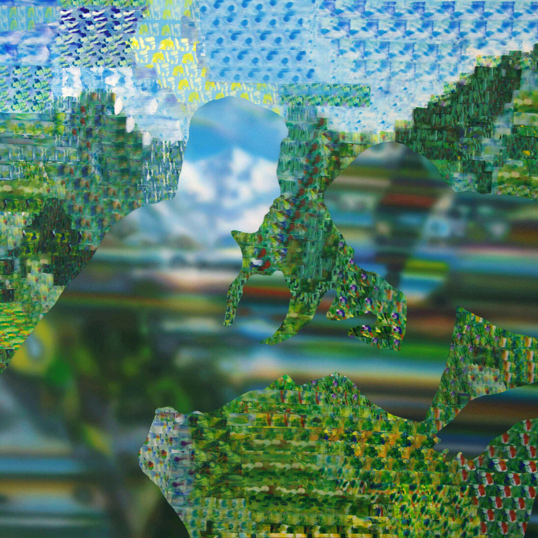 Taha Heydari, Mountains, 45 x 45 inches, Acrylic on panel, 2014