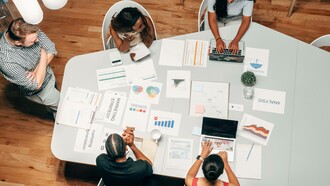 A team interpreting the data with the intention of being productive and innovative