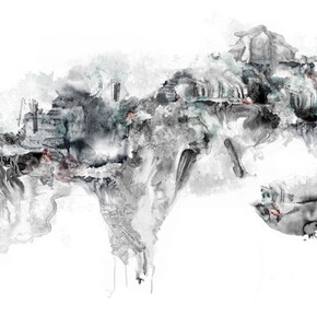 Simona  Prives
Black Matter I
Ink, monotype and archival inkjet collage with watercolor
Edition of 5
44 x 70 inches