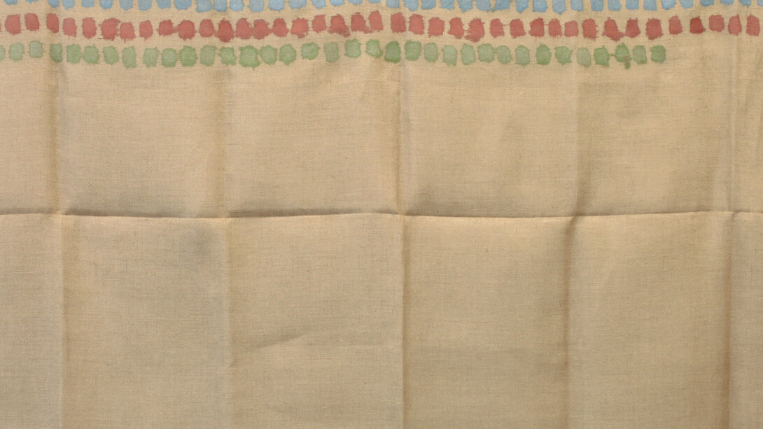 Giorgio Griffa, Segni orizzontali, detail, 1972, acrylic on jute, 100 x 227 cm