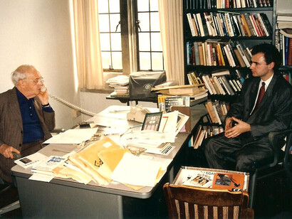 Fotografía tomada durante la entrevista de Stojanovic con Saul Bellow en la Universidad de Chicago, 1992
