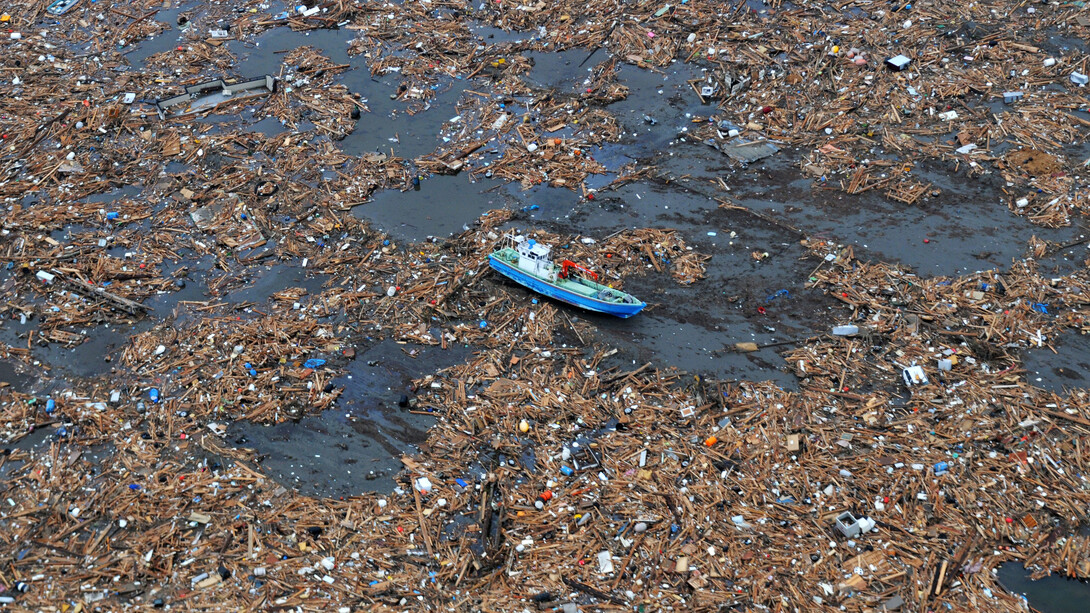 Vista aérea de la Gran mancha de basura en el Pacífico