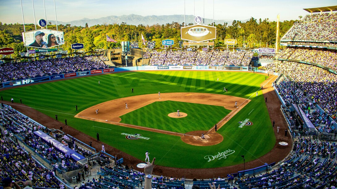 The Dodgers Stadium is located in the Elysian Park neighborhood of Los Angeles, California