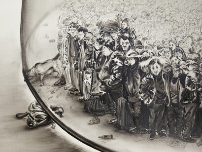 Lu Chao, Black forest cake, 2015, oil on canvas, 200 x 150 cm (detail)