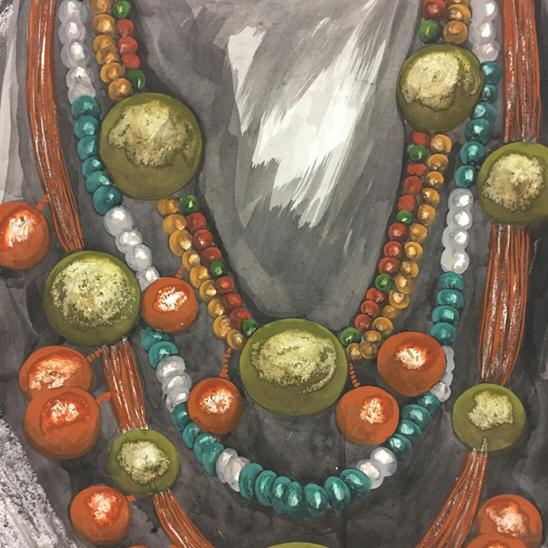 Details - Mixed media on paper, Courtesy Emilie Bazus et Laure Roynette Gallery