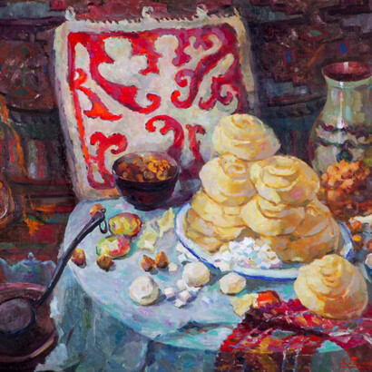 Aisha Galimbaeva, Dastarkhan, 1959. Courtesy of New Tretyakov Gallery 