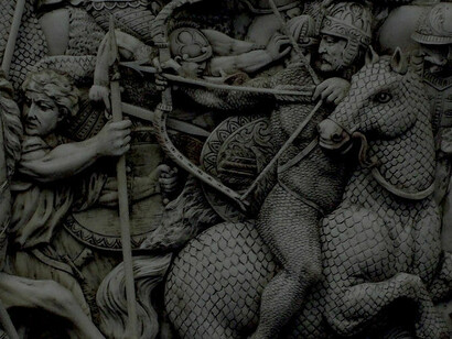 Relieve de la batalla de Gaugamela, 331 a.C., entre Erbil y Mosul, que significó el fin del Imperio Persa (era aqueménida) a manos de Alejandro Magno