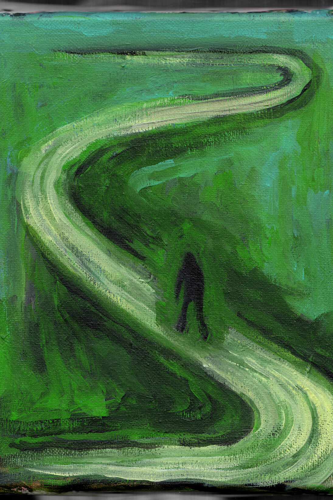 "La Route", 2015, acrylique sur toile, 24x19 cm, courtesy of galerie Anne Barrault
