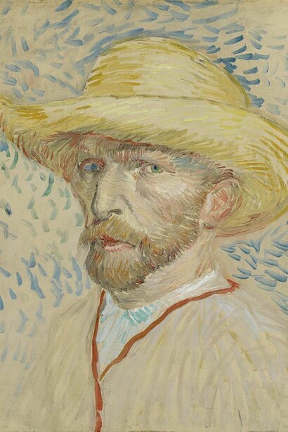 Autoritratto con cappello di paglia, Vincent Van Gogh, dipinto a olio su tela, 1887 