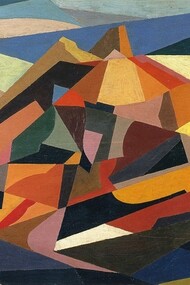Enrico Prampolini, Simultaneità architettonica, c. 1921,Olio su tavola, 50.8 x 82.4 cm, Collezione M. Carpi, Roma

