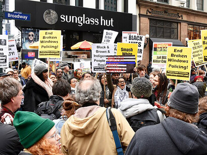 Protesters gathered outside the Whitney Museum in New York City in 2017, demanding the removal of the painting Open Casket, which depicted Emmett Till, USA