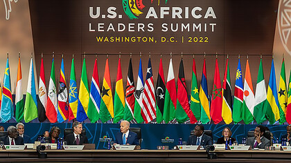 President Joe Biden and Secretary of State Antony J. Blinken participate in the U.S.-Africa Summit Leaders Session on partnering on the African Union’s Agenda 2063 in Washington, D.C., on December 15, 2022