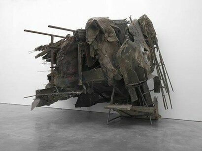 Peter Buggenhout, The Blind Leading the Blind #67, 2014, Mixed media (polyurethane, epoxy, foam, polyester, polystyrene, iron, wood, plastic, aluminum, paper, and household dust), 281 x 146 x 168 inches (713.7 x 370.8 x 426.7 cm). Copyright Peter Buggenhout. Courtesy Gladstone Gallery, New York and Brussels