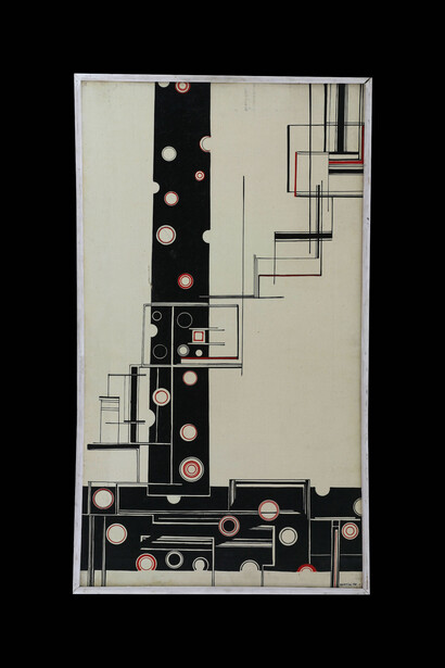 Gianni Bertini, Verticale nero, 1950, olio su tela