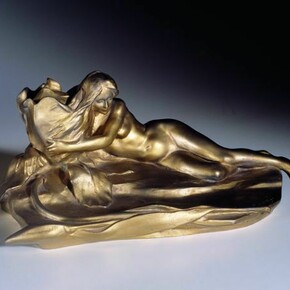 Maurice Bouval (1863-1916), Femme au pavot, 1900, ink, gilded bronze with brown patina, 12 x 27 x 13.7 cm, Arwas Archives, Photo credit: Pete Huggins