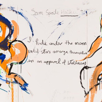 Norman Bluhm and John Yau, Sam Spade haiku #1, circa 1988. Courtesy of Schneider Museum of Art