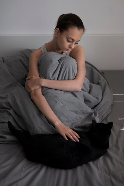 A woman feeling depressed and seeking comfort under a blanket on her bed, highlighting the importance of recognizing mental health issue