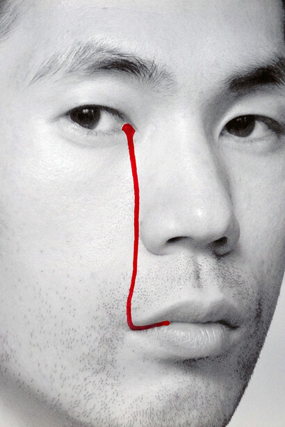 Shen Wei, Tear, 2013, Ink on archival pigment print, 22 x 19 in, courtesy of Flowers Gallery, London and New York