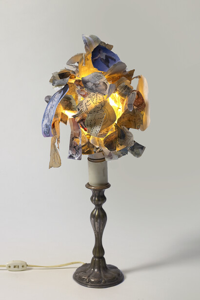 Kesang Lamdark, Untitled, 2013, Aluminium, light, paper