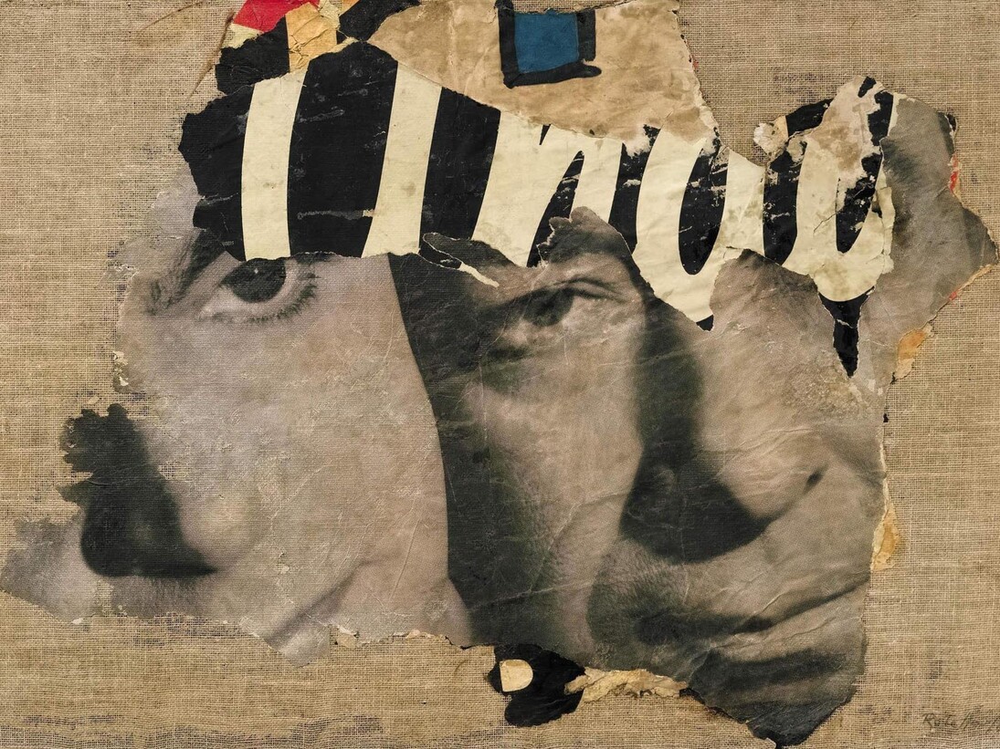 Mimmo Rotella, I due visi, 1962, decollage on canvas, 55 x 80 cm, c.o. Robilant+Voena