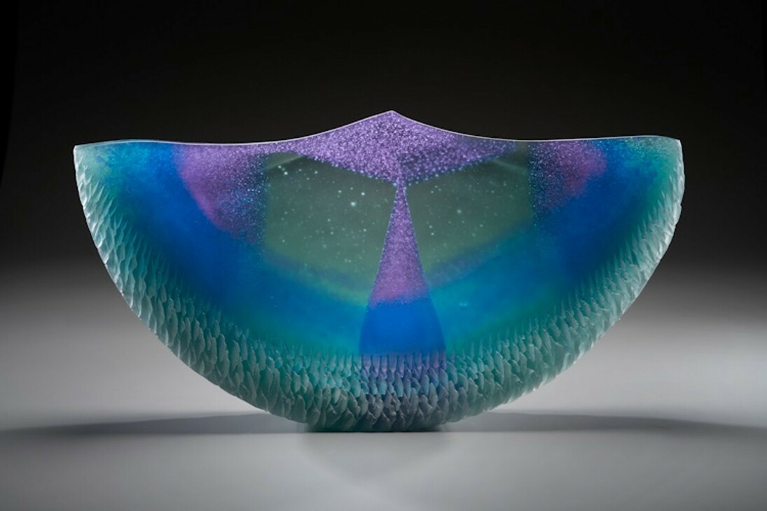 Alex Gabriel Bernstein, Neo whale, 2023, cast and cut glass, 14x24x4 inches