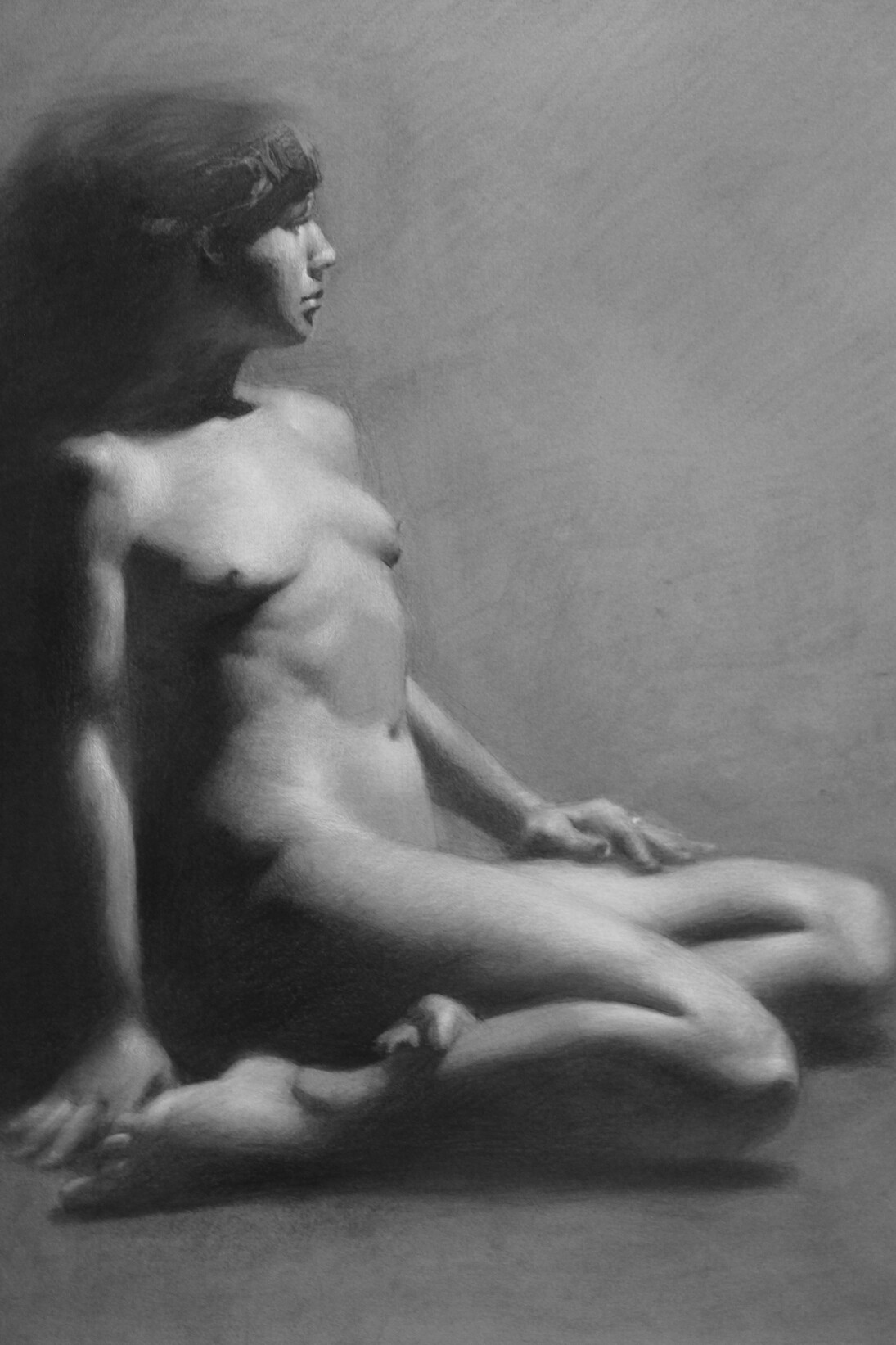 Sadie Valerie, Study of Christina, charcoal & chalk on paper, 24 x 18 inches, 2014