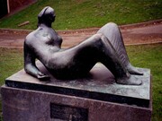 Draped Reclining Figure, 1979, originally sited outside the civic centre in Castleford. Image courtesy Wakefield Permanent Art Collection archive 