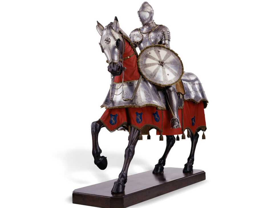 Steel and copper with gilding, leather, and textile, 6 feet 4 inches x 8 feet x 45 inches. Gift of the Laura Nelson Kirkwood Residuary Trust, 42-41.